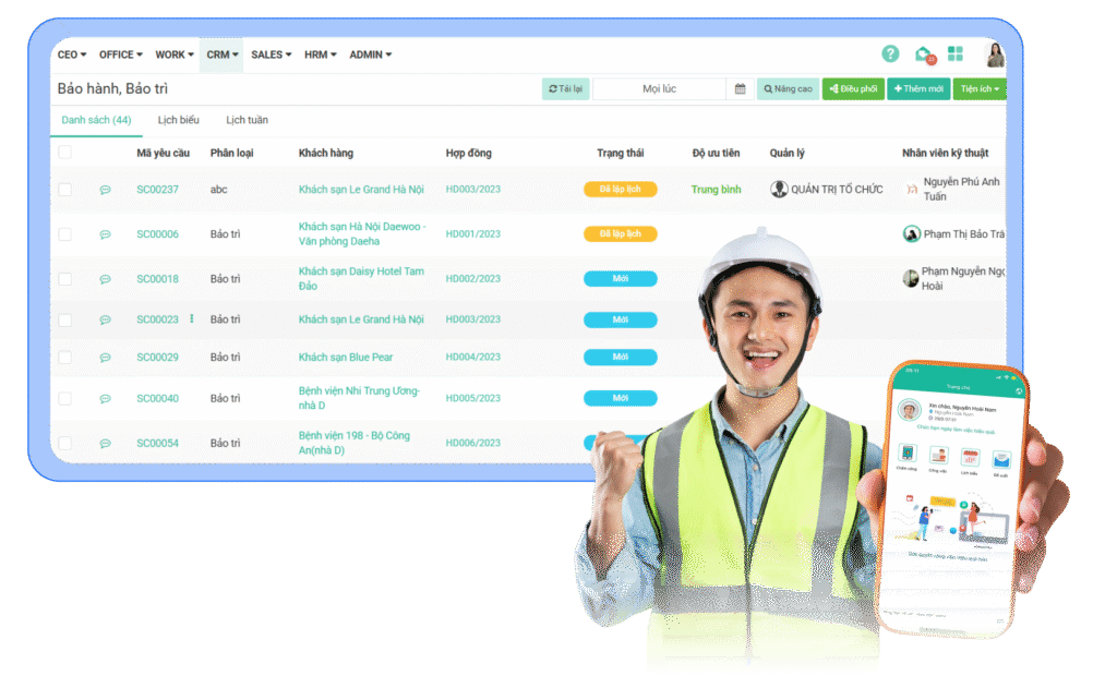Ứng dụng phần mềm quản lý nhân viên kỹ thuật