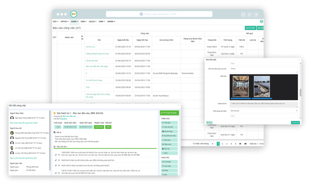Demo giao diện phần mềm quản lý công việc FastWork