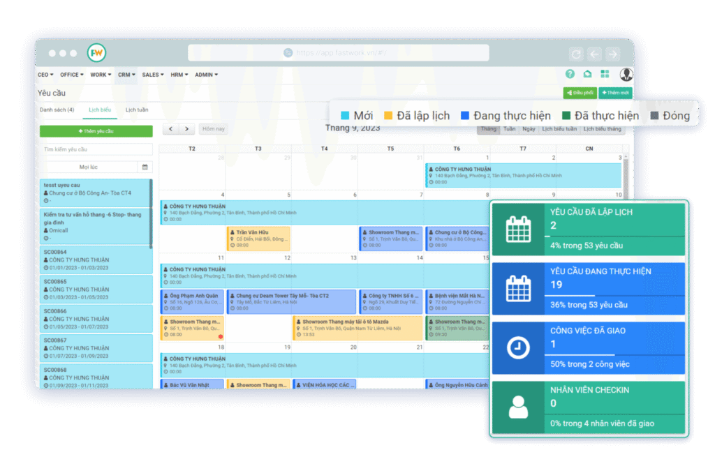 quản lý lập lịch nhân viên kỹ thuật