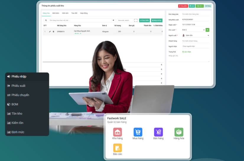 Quản lý tồn kho hiệu quả, dữ liệu tập trung, xuyên suốt các phòng ban liên quan trên 1 App