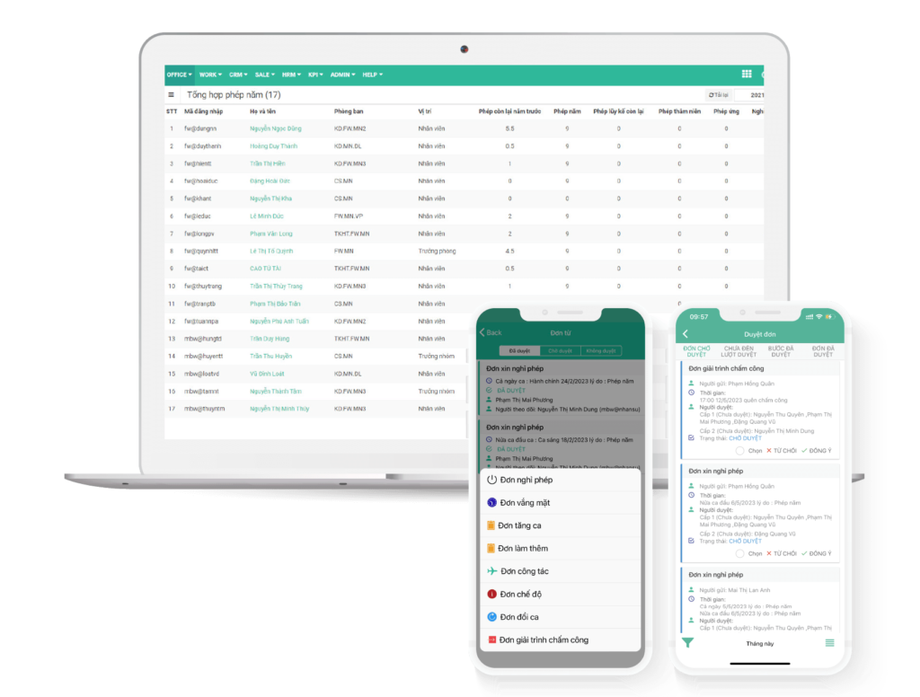 Số hóa quản lý đơn từ, quỹ phép trên app FastWork