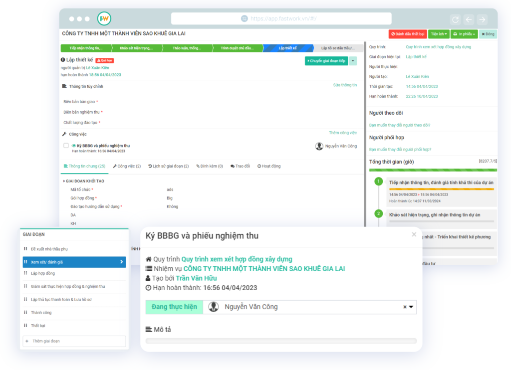 Giao diện phần mềm quản lý dự án FastWork
